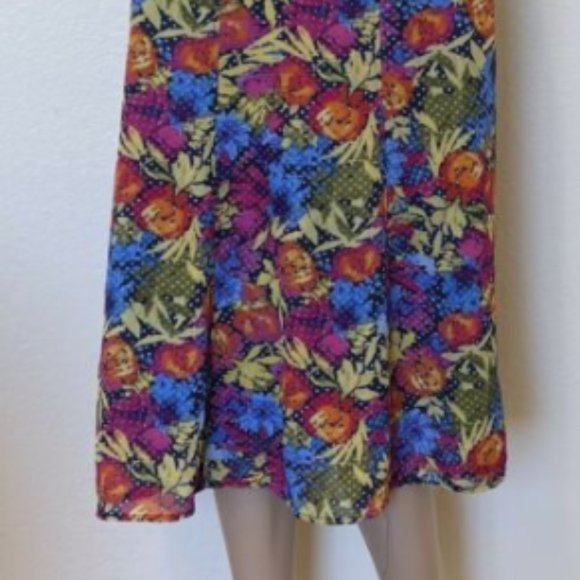 Christopher And Banks Muti Color Cotton Stretch Floral Skirt Size 14 - Picture 2 of 5